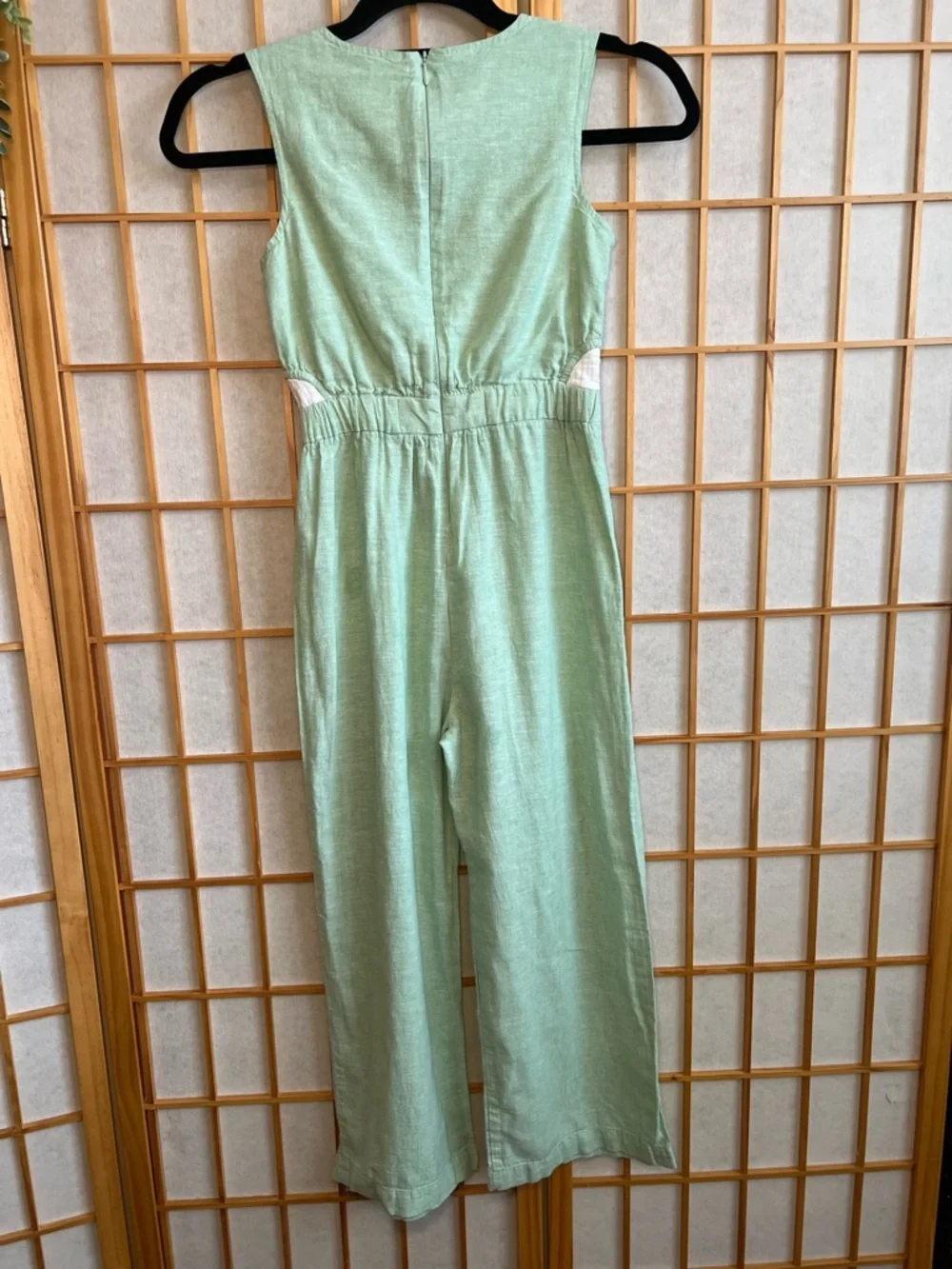 GAP Kids Linen Blend Jumpsuit Girls M 8-9 Mint Green Wide Leg summer Romper